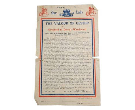 ANTIQUE UNIONIST LEAFLET - THE VALOUR OF ULSTER