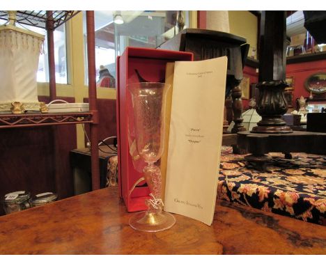 A 20th Century Piovia Octopus wine glass, boxed with associated information 