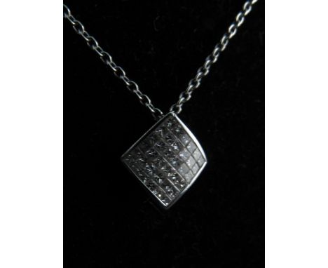 An 18ct white gold 36 x  Princess cut diamond pendant on 9ct white gold chain  