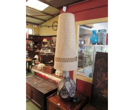 A 1970's West German floor lamp, double light from shade and ceramic base  