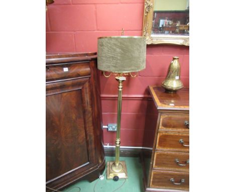 A brass column form lamp standard with matching table lamp. DTI Failure: Please See Information Pages