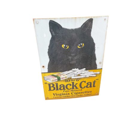 Reproduction "Black Cat" pure matured Virginia Cigarettes enamel advertising sign, 51 x 35.5cm
