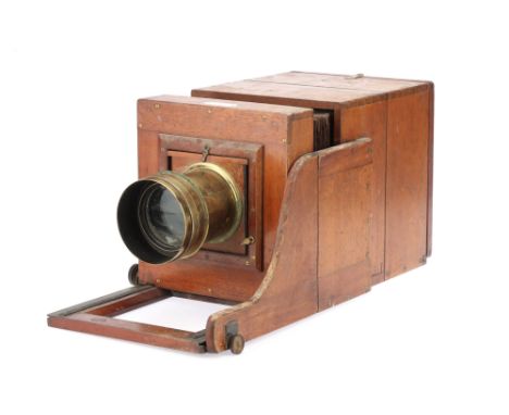 A London Stereoscopic Mahogany &amp; Brass Camera, with unmarked brass Petzval lens