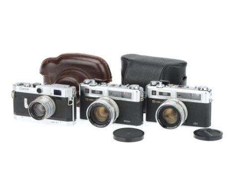 Three 35mm Rangefinder Cameras, to include a Canon VI-T, body G, shutter working but sticks on slow speeds, bottom wind tab w