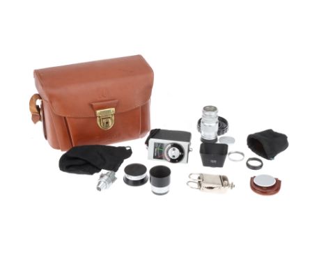 A Selection of Leitz Leica Lens &amp; Accessories, to include a Leitz Elmar f/4 9cm lens, body G-VG, optics P-VG, some heavy 