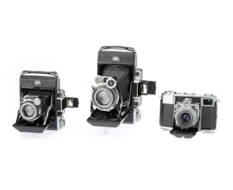 Three Zeiss Ikon Cameras, including a Super Ikonta 531/2, Super Ikonta 531 and a Contessa 533/24, bodies overall, G-VG, shutt