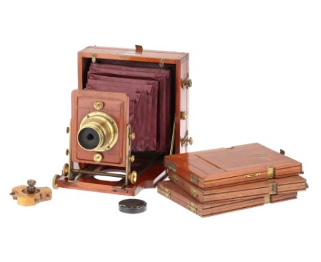 A J. Lancaster &amp; Son Instantograph 1888 Model Half Plate Field Camera, body G, ground glass in good condition, bellows G,