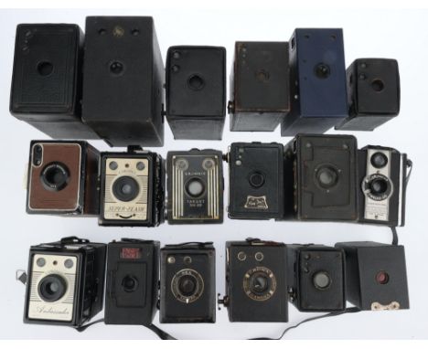 A Selection of Box Camera, to include an Ensign E29, Coronet Super Flash, a Brownie Target Six-20, a Rex-Camera, a Coronet Tw
