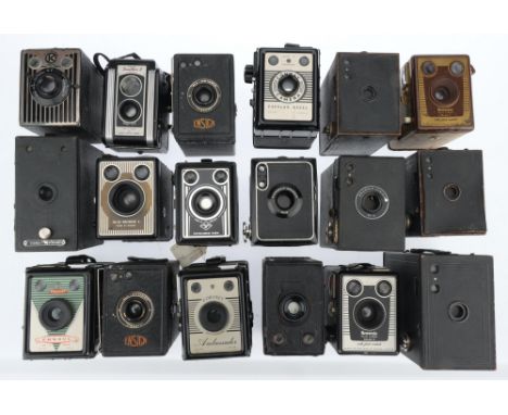 A Selection of box Type Cameras, to include a Brownie Six-20 Model F, a Conway Camera Popular Model, a Kodak Duaflex Camera, 