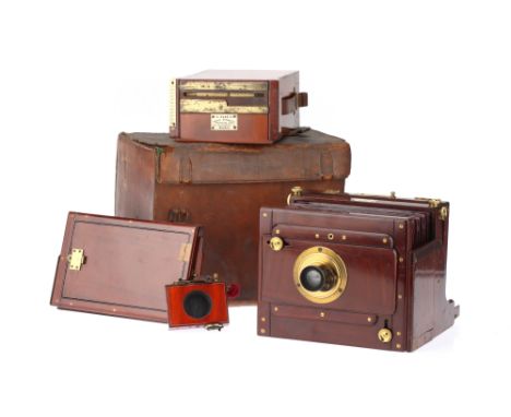 A Fine G. Hare Half Plate Mahogany Tailboard Camera, with Ross No.6 Symmetrical 8" brass lens, body, VG, lens, VG, complete w