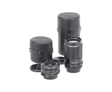 An Asahi Opt. Co. Super-Multi-Coated Takumar 35mm f/3.5 Camera Lens, body VG-E, optics VG-E, with makers case with caps, also