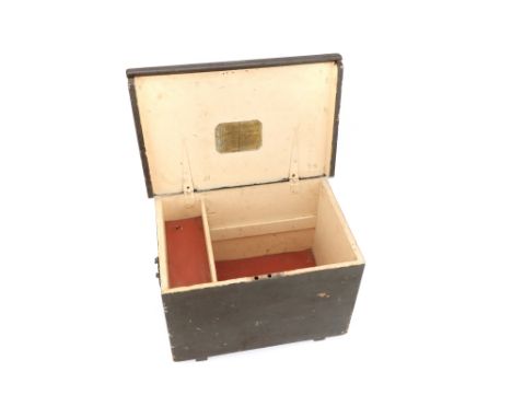 A Good Sized Chas Baker &amp; Co. Outfitters Wooden Chest, approximately 48cm x 32cm x 32cm, box is sturdy, painted dark brow