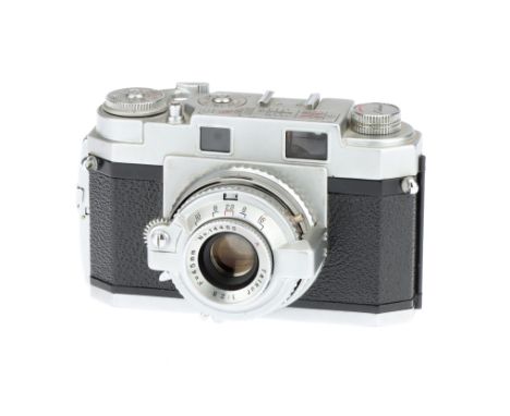 A Taisei Koki Kalimar B3 35mm Rangefinder Camera, chrome, also known as a Welmy M3, body G, shutter working but shutter relea