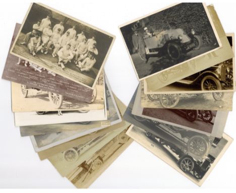 Vintage Real Photograph Postcards, Cricket and Cars, RPPC Australian Cricket Team, 1905 tour, with members named in the image