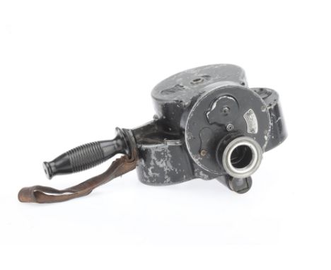 A Bell &amp; Howell 35mm Eyemo Standard Automatic Motion Picture Camera, black, body G, shutter working, with pistol grip, si