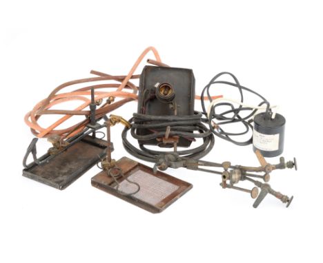 A Selection of Magic Lantern Gas Lamp Parts, including two gas arc lamps and more (a lot)