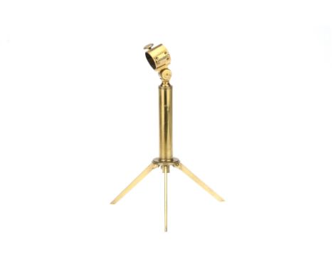 A 19th Century Folding Telescope Tripod, in brass, retaining some original lacquer, reversable legs with woodscrew alternativ