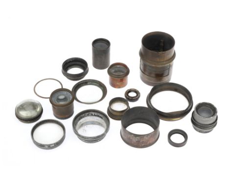 A Selection of Brass Camera Lens Parts, with parts from maker's including Dallmeyer &amp; Ross (AF)