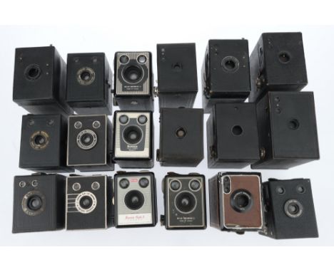 A Selection of Box Type Cameras, to include a Kodak Brownie Flash II Camera, a Kodak Brownie C, a Kodak Six-20 Hawkeye-Major,