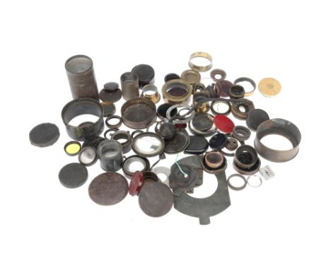 A Selection of Various Camera Brass Lens Parts, including bodies, elements and caps (AF)