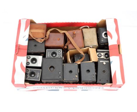 A Selection of Box Type Cameras, to include a No.3 Brownie Camera, a Six-20 Brownie Model C, a Brownie Model I, a Coronet Twe