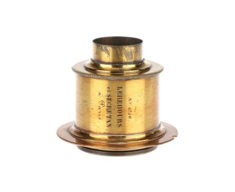 A Lerebours et Secretan Achromatic Meniscus Landscape Brass Camera Lens, serial no. 4750, body, F-G, element, VG