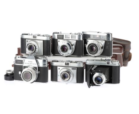 A Selection of Kodak 35mm Cameras, to include a Kodak Retina Reflex III, body G-VG, shutter sticking, optics F, some haze &am