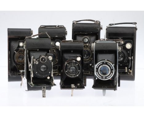 A Selection of Folding Cameras, to include a No.3 Folding Pocket Kodak, a No.2C Autographic Kodak Jr, a No.1 Pocket Kodak, an