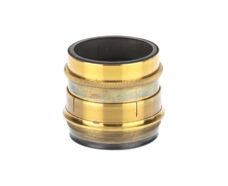 An Unmarked Push-Fit Waterhouse Stop Brass Camera Lens, single element, body, VG, element, VG-E