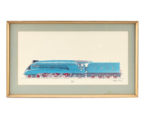 Four Signed Geoffrey Wheeler Locomotive Prints, as side elevations including Stirling No.1, Mallard, City of Truro, and Locom