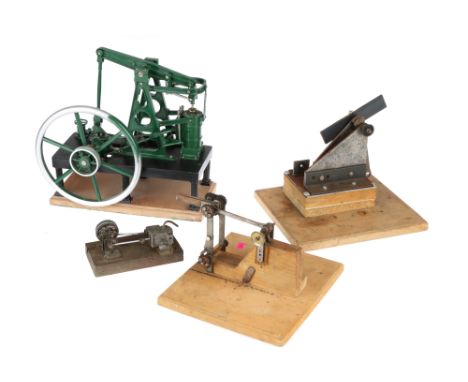 Working Scale Model Beam Engine, in green finish and mounted on wooden board; together with various engineering projects and 