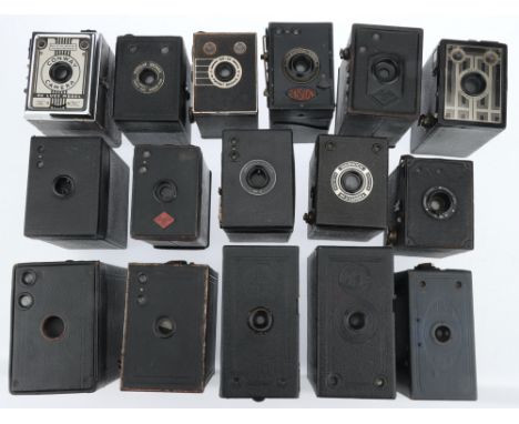 A Selection of Box Type Cameras, to include a Conway Camera De Luxe Model, a Popular Brownie, a Warwick No.2 Camera, a Browni