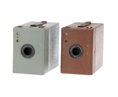 Two Kodak No.2 Portrait Hawkeye Box Type Cameras, to include one green example, &amp; one brown example,
