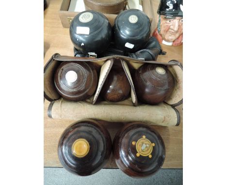 A selection of crown green bowls including Dunlop and Penshurst