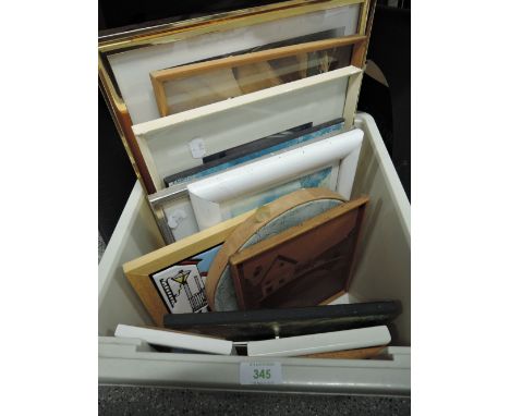 A selection of prints or art and ceramic tile