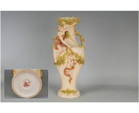 Royal Dux Impressive Art Nouveau Figural Vase. c.1891-1912. Mould Num.2293. Stands 18 Inches Tall. Excellent Condition.