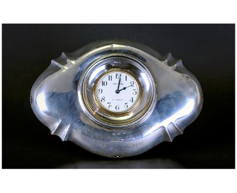 Nemo Roshopf Swiss - Art Nouveau Silver Cased Table Clock. Marked to Dial, Nemo Roshopf (Roskopf?). Full Silver Marks to Case