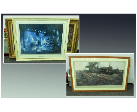 David Shepherd Framed Limited Edition Coloured Print  Titled 'Black Five Country'. 28 by 46 inches. Signed in pencil lower ri