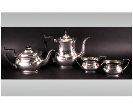 Viners of Sheffield Silver Plated Four Piece Tea Service comprising teapot 10 inches high, water jug, 8 inches high, milk jug