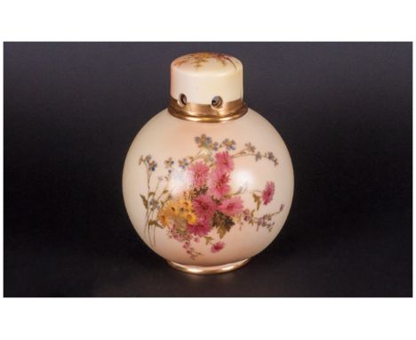 Royal Worcester Blush Ivory Hand Painted Pot Pourie. Date 1905. 5 inches high. Excellent condition.