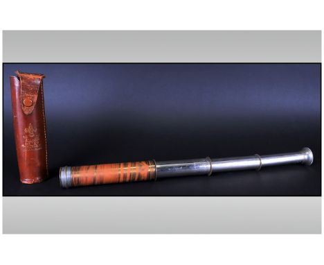 Scouts Interest, Baden-Powell Telescope, Chrome Plated Three Draw Telescope With Leather Case REGd No 315245