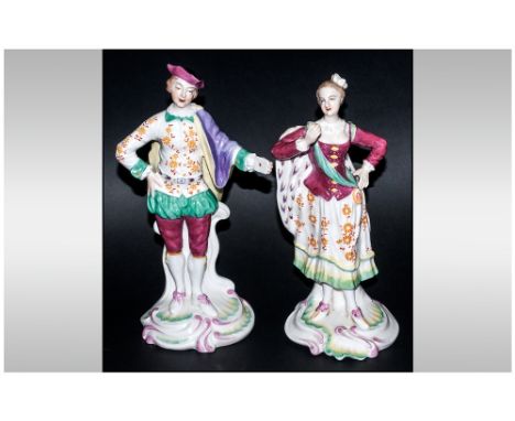 Spode Chelsea Figures No 1 Pair of Gentleman and Lady Figures in 18th Century Dress, the figures are made from the original m