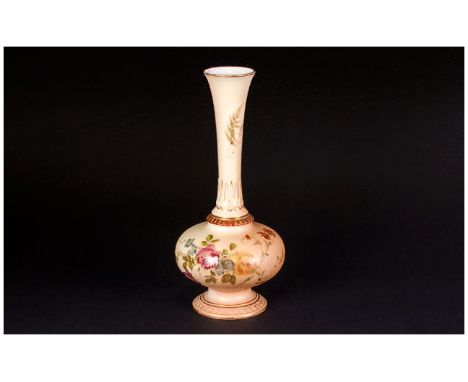 Royal Worcester Blush Ivory Hand Painted Specimen Vase. Date 1897. Excellent condition. 7.5 inches in height.