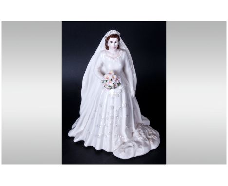 Royal Worcester Figure 'HM Queen Elizabeth ll', dressed as a bride; produced for her Diamond Wedding Anniversary in 2007; 9 i