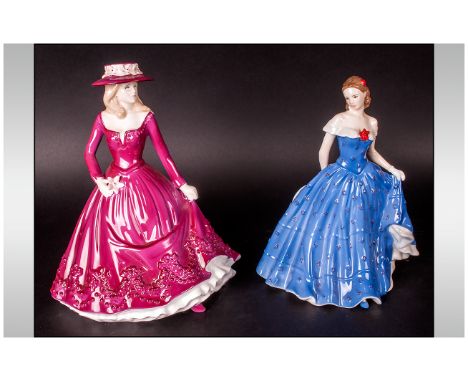 Royal Worcester Floral Ladies, Les Petites, 'January', in magenta dress and hat, plus Limited Edition 'Isabelle', both 2008(2