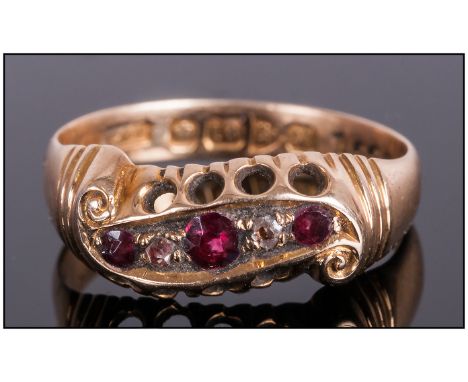 Edwardian Ladies 18ct Gold Set Ruby & Diamond Ring, Fully hallmarked 1908.
