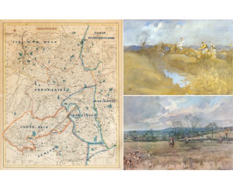 After J. &amp; C. Walker 'A Map of Shopshire, Places of the Meeting of Fox Hounds', coloured lithograph, Published Longman, R