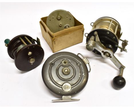 A COLLECTION OF VINTAGE FISHING REELS  including a Policansky 30 sea fishing reel, a Penn 85 'Sea Boy', a Strike Right 'Quest