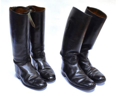 TWO PAIRS OF GENT'S BLACK LEATHER HUNTING BOOTS