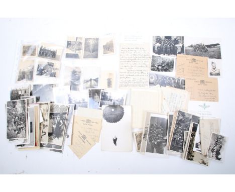 A group of WWII photographs and letters belonging to Pte Henry Baker, Parachute Regiment. Including a 1940s Parachute Regimen